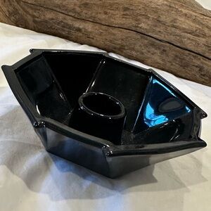 Fostoria Art Deco Candle Holder. Black Glass.